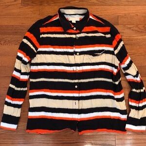 MICHAEL KORS COLOR BLOCK SYRIPE BLOUSE LARGE